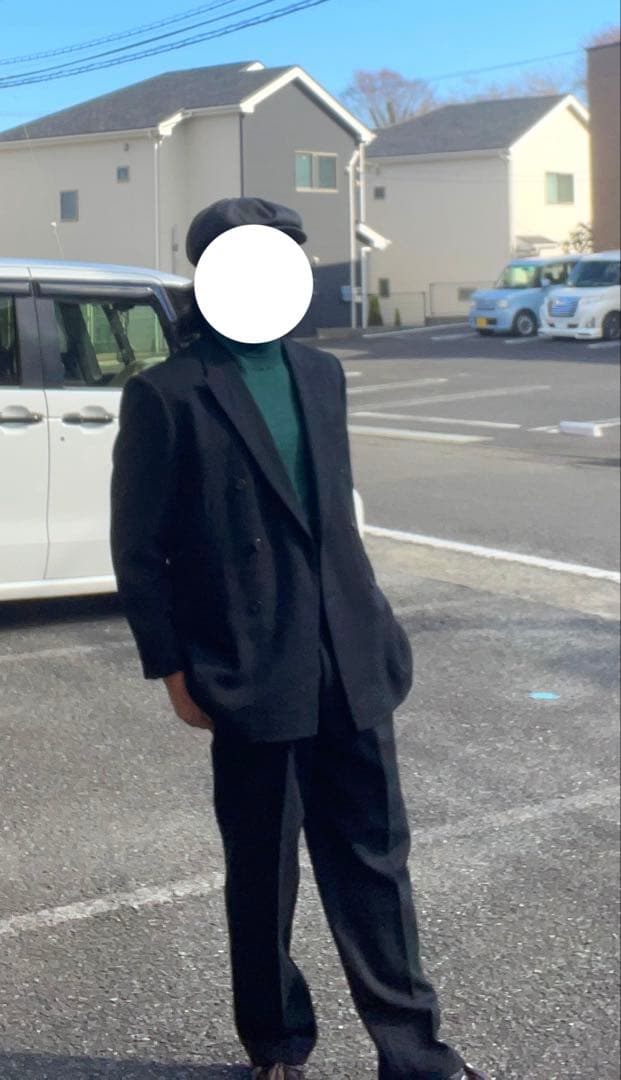 90s vintage レトロスーツ ダブル BLACK6B 菅田将暉　純毛質