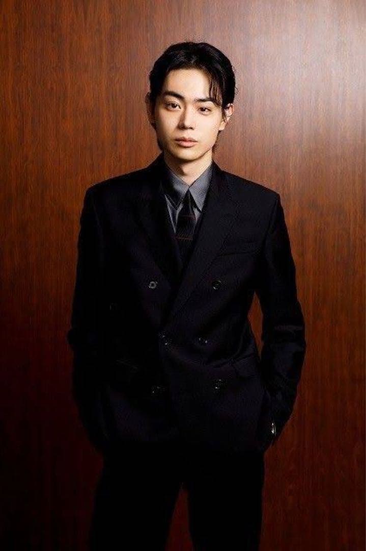 90s vintage レトロスーツ ダブル BLACK6B 菅田将暉　純毛質