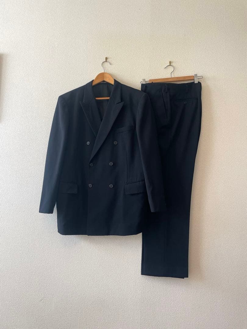 90s vintage レトロスーツ ダブル BLACK6B 菅田将暉　純毛質