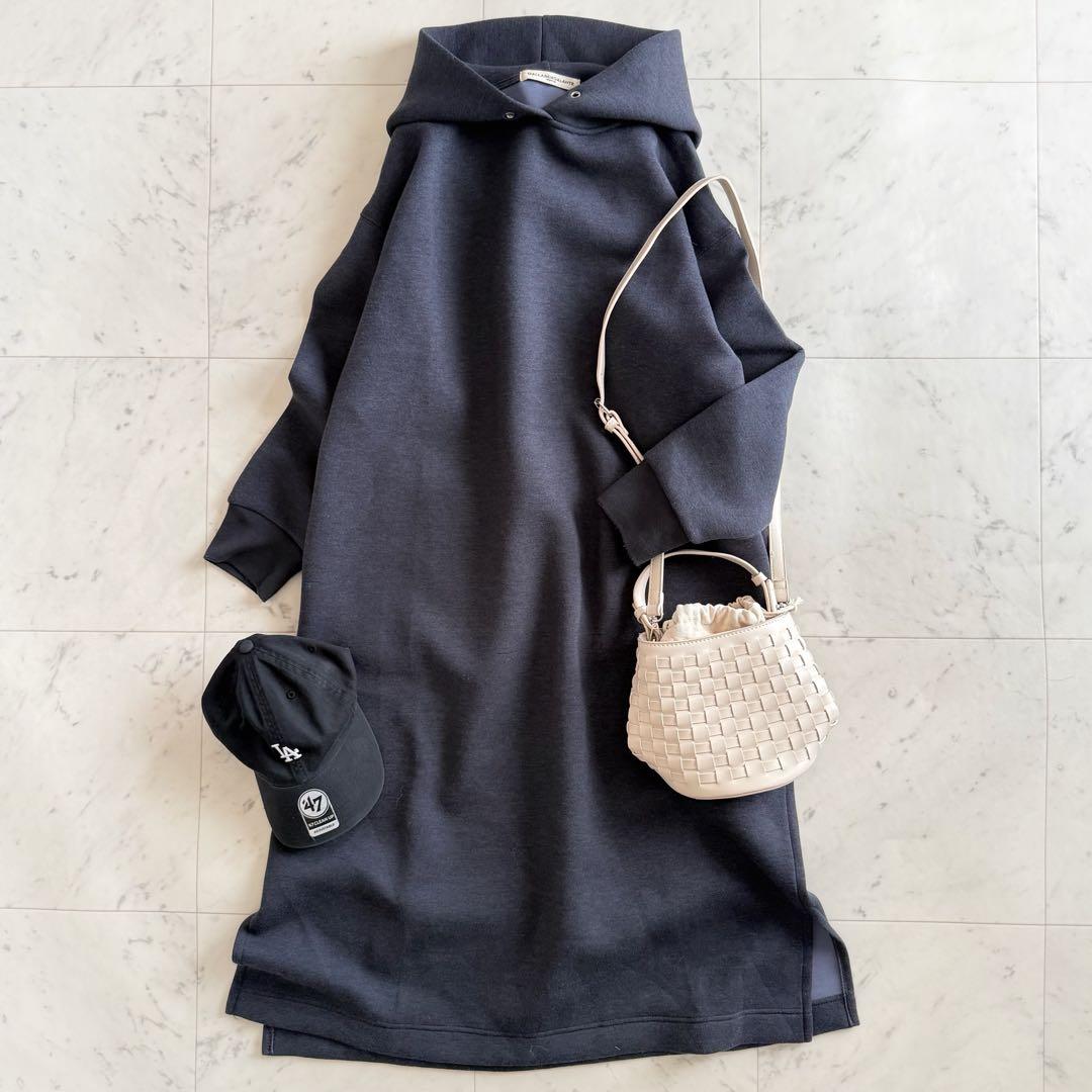 美品 ガリャルダガランテ ダンボールニット フード ワンピース◆グレー