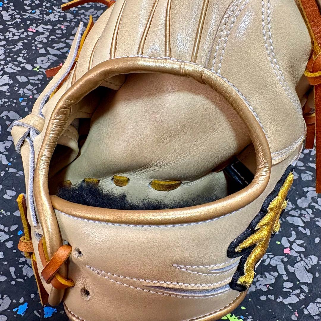 RYUリュウ 軟式硬式兼用 グローブ クリーム 内野用 内野手用 ゴールドヘリ革