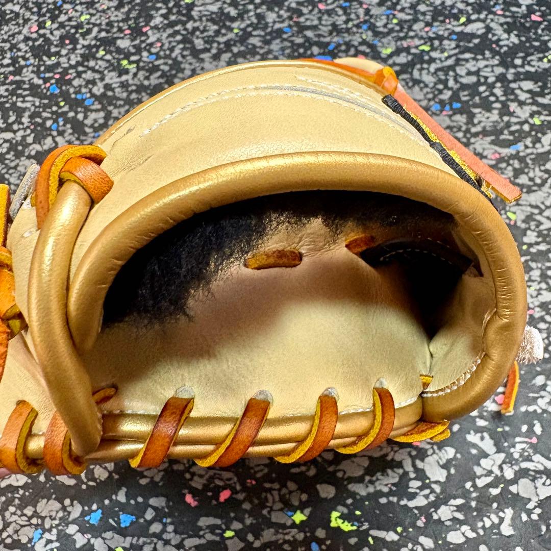 RYUリュウ 軟式硬式兼用 グローブ クリーム 内野用 内野手用 ゴールドヘリ革