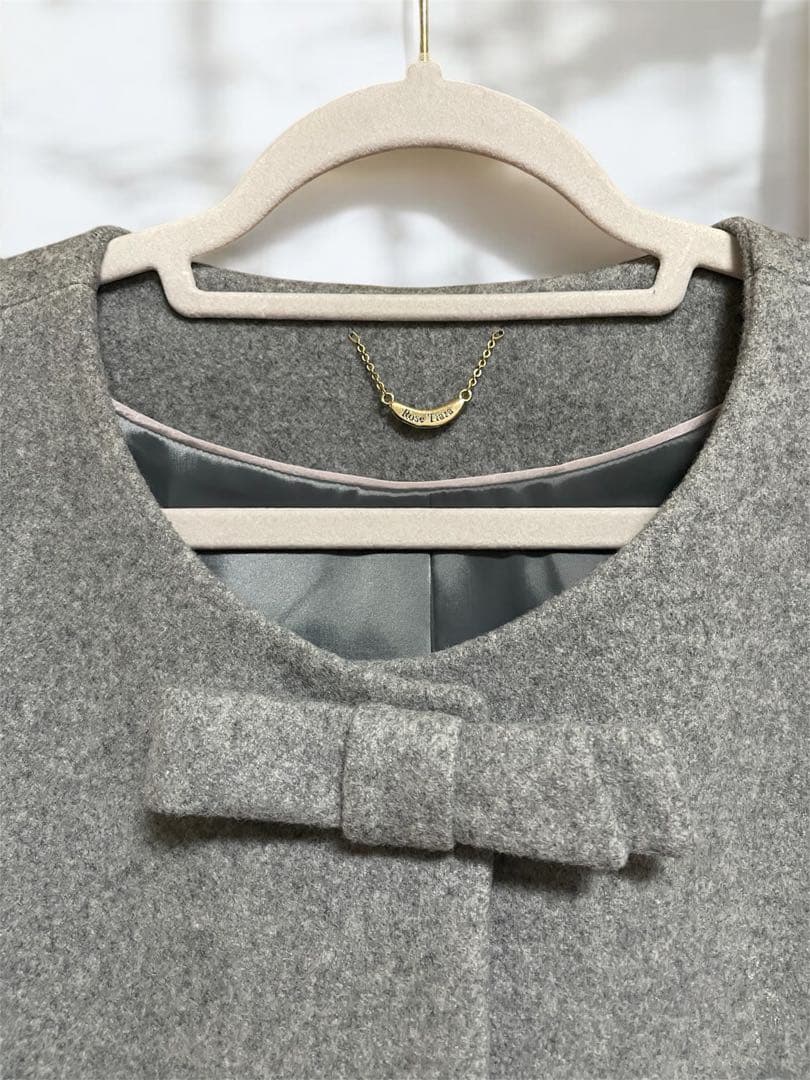 ローズティアラ　リボンウールコート　グレー　size50