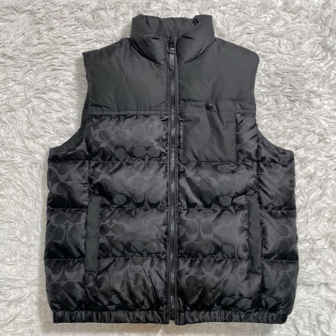 極美品　coach シグネチャー　ダウンベスト　ブラック　黒　L