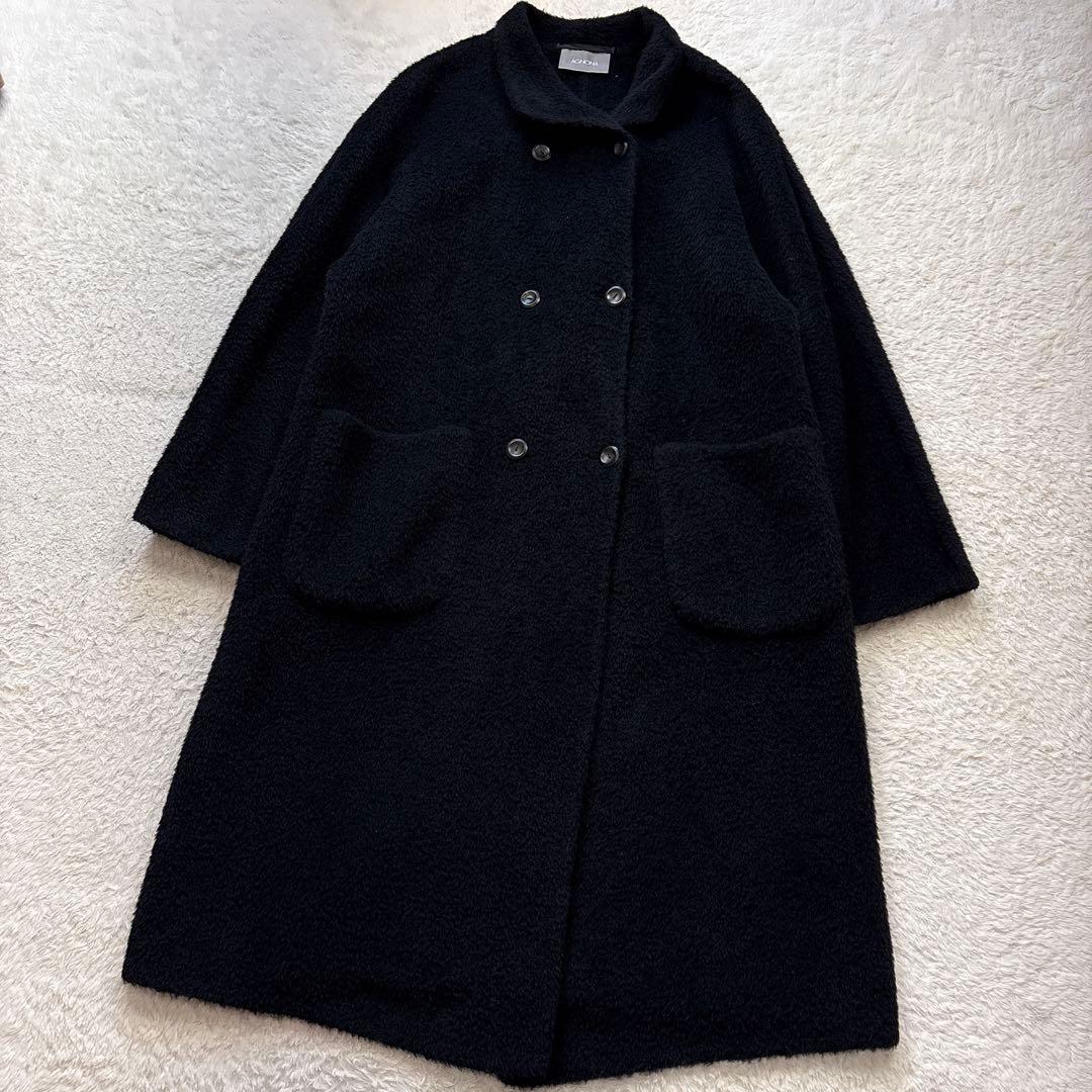 美品　AGNONA アニオナ　アルパカウールシャギーコート　ブラック　44