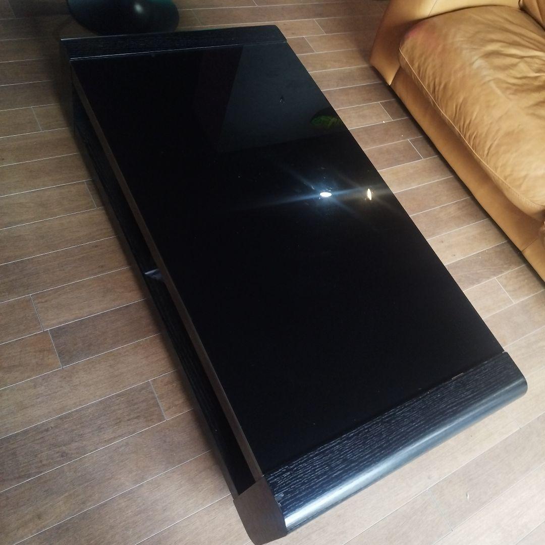黒い木製　ガラスセンターテーブル