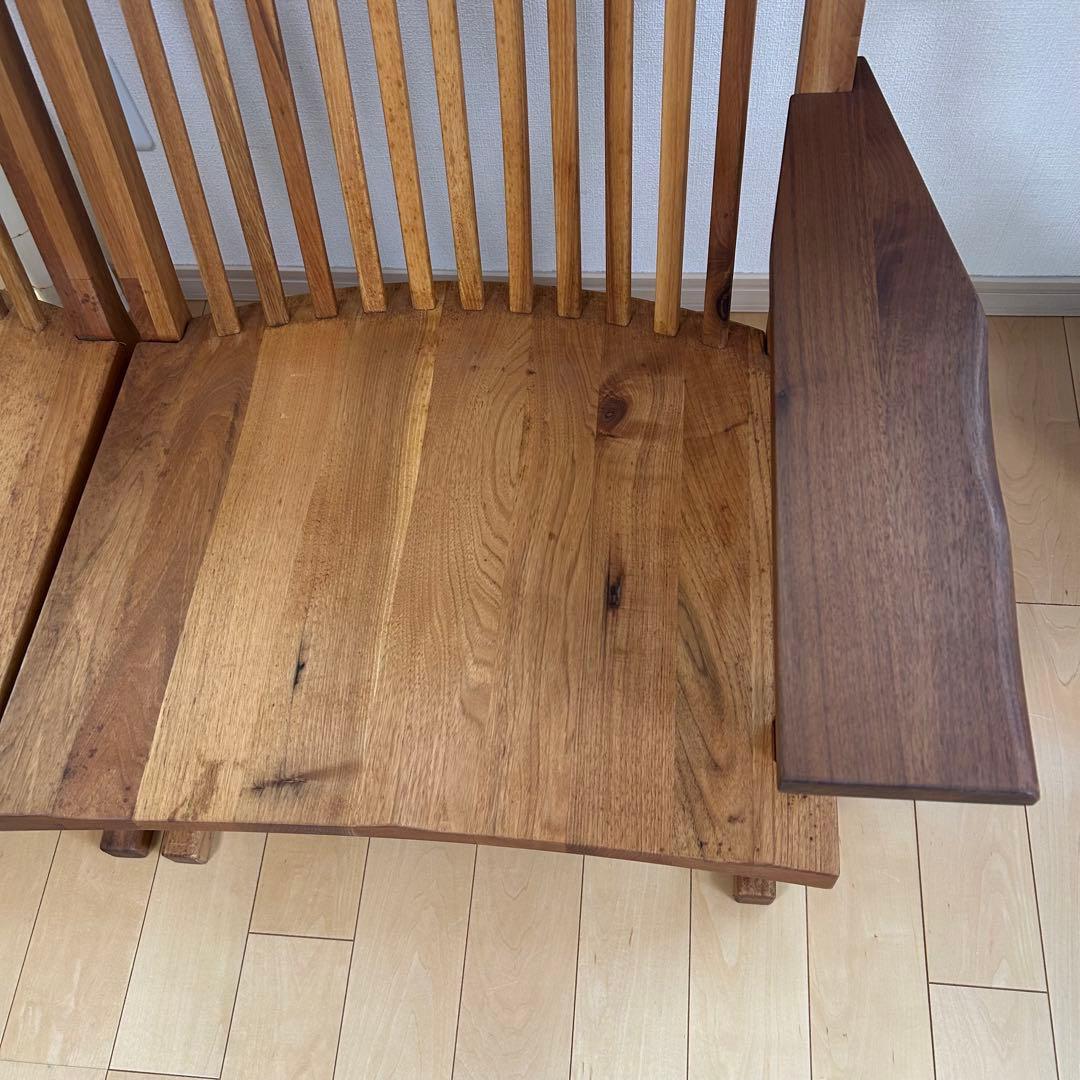 町八家具　クルミ材　ダイニングチェア　ハイバック無垢材　③ 肘付　アームチェア