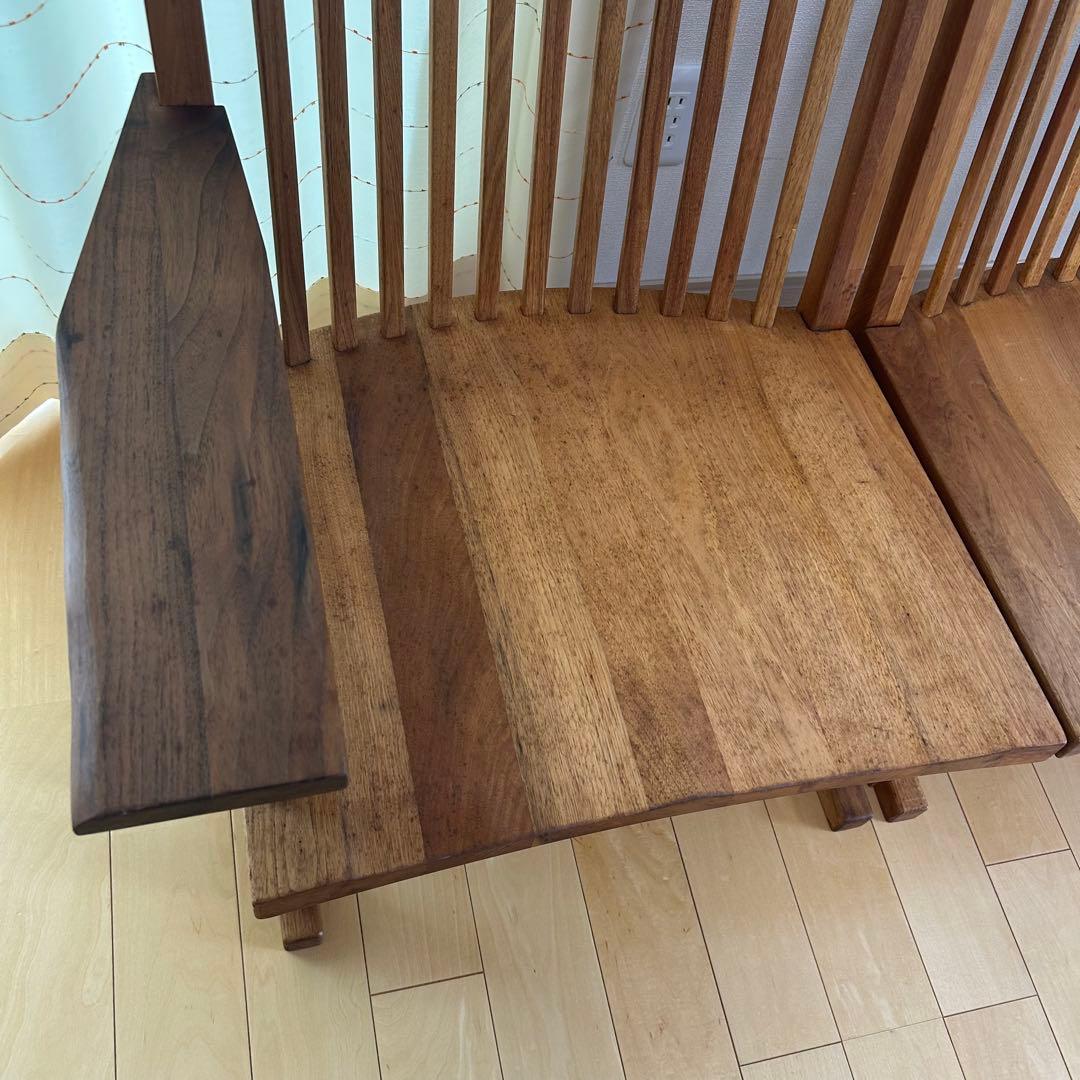 町八家具　クルミ材　ダイニングチェア　ハイバック無垢材　③ 肘付　アームチェア