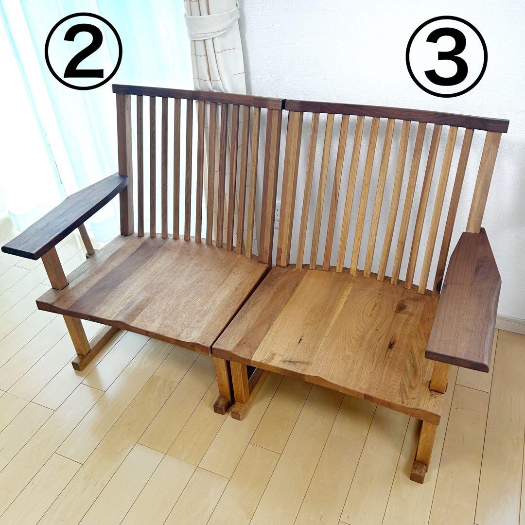 町八家具　クルミ材　ダイニングチェア　ハイバック無垢材　③ 肘付　アームチェア