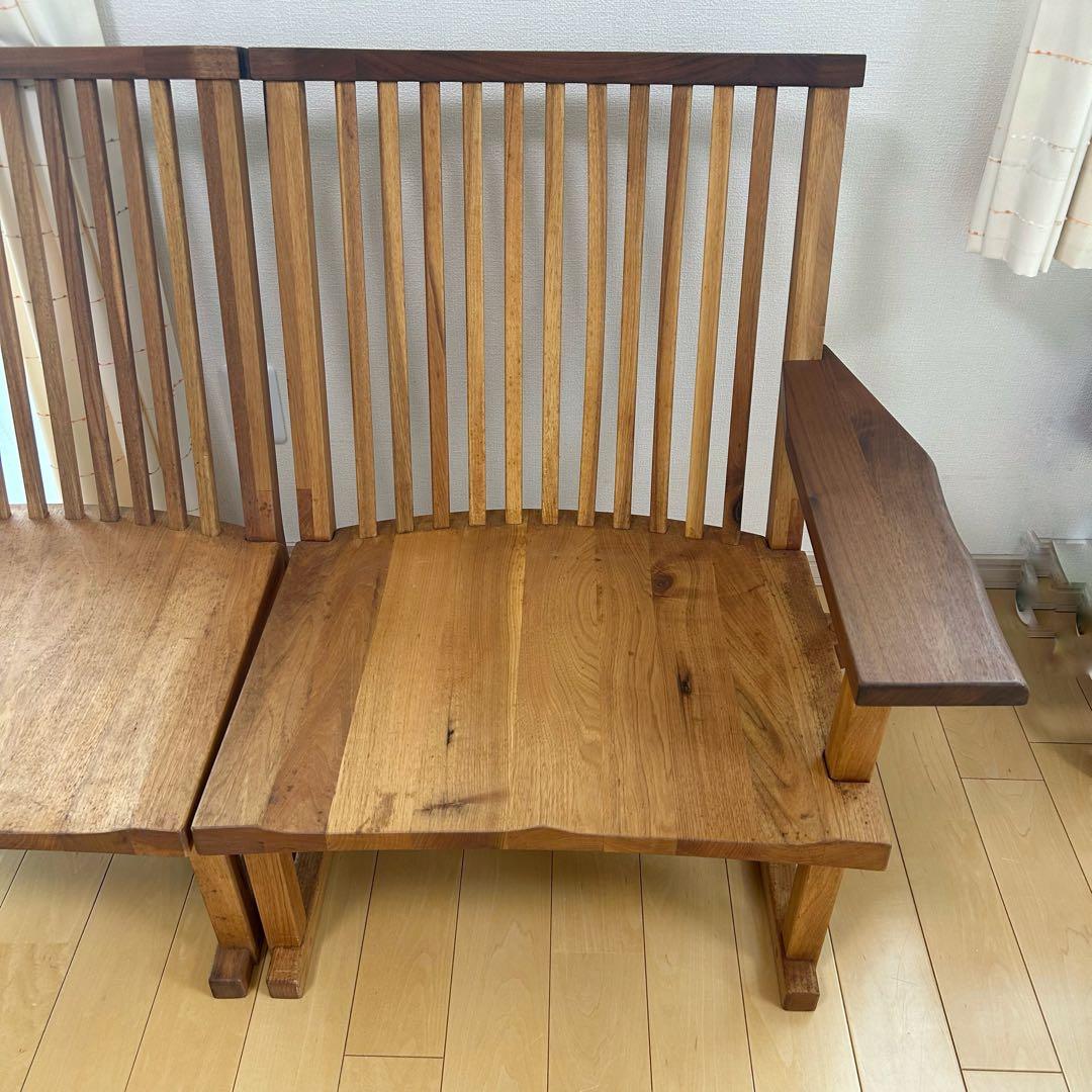 町八家具　クルミ材　ダイニングチェア　ハイバック無垢材　③ 肘付　アームチェア