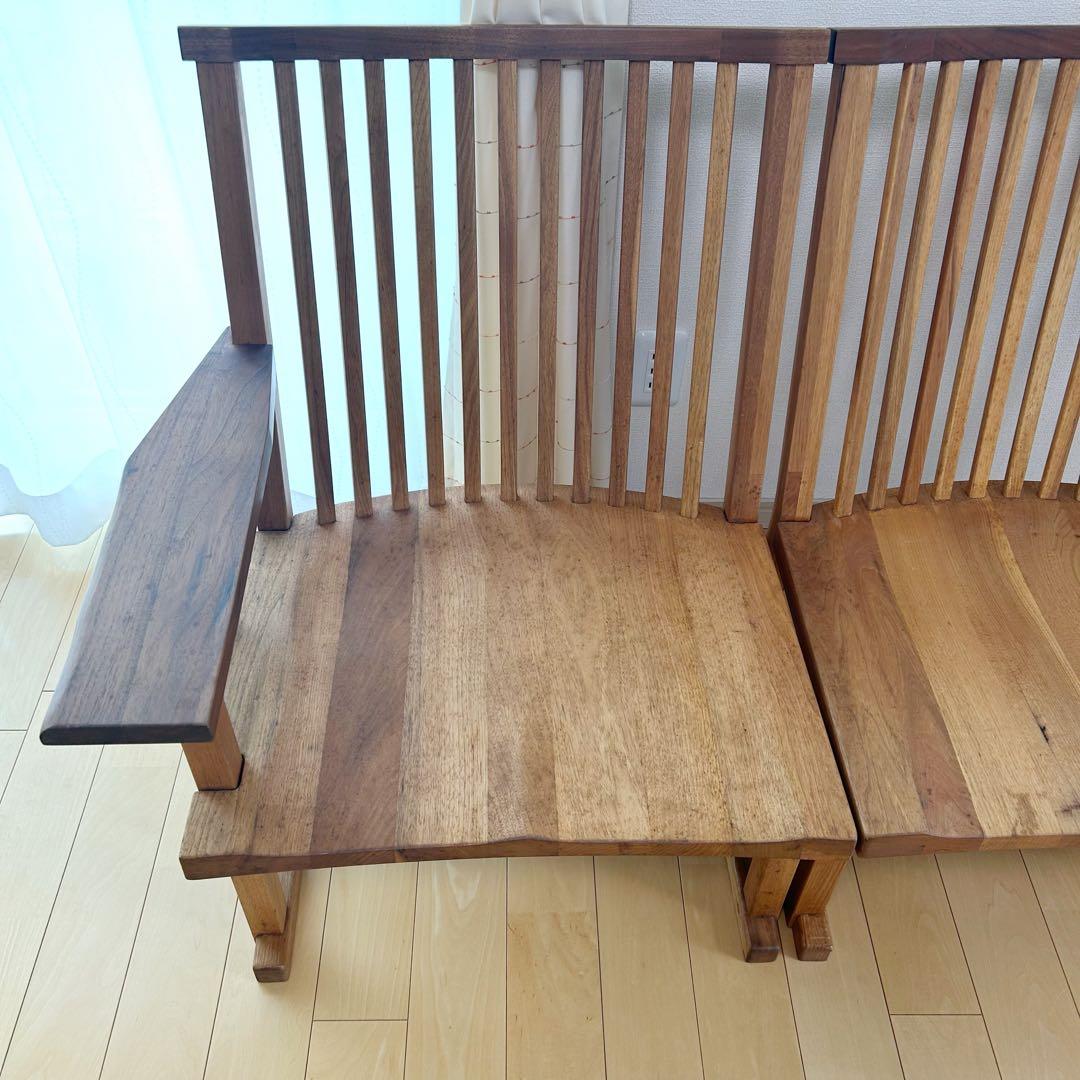 町八家具　クルミ材　ダイニングチェア　ハイバック無垢材　③ 肘付　アームチェア