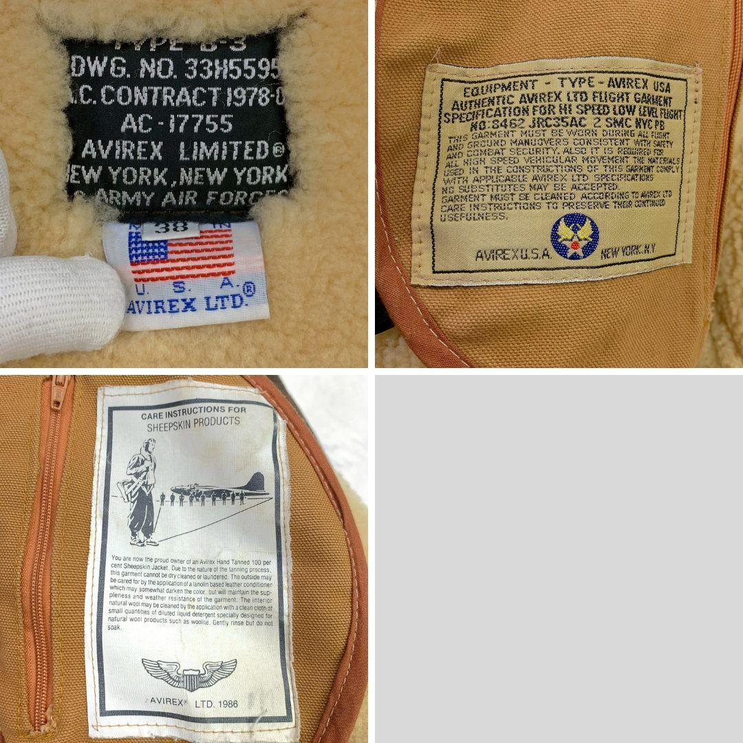 希少バックプリント★USA製 AVIREX B-3 ムートンジャケット　D994