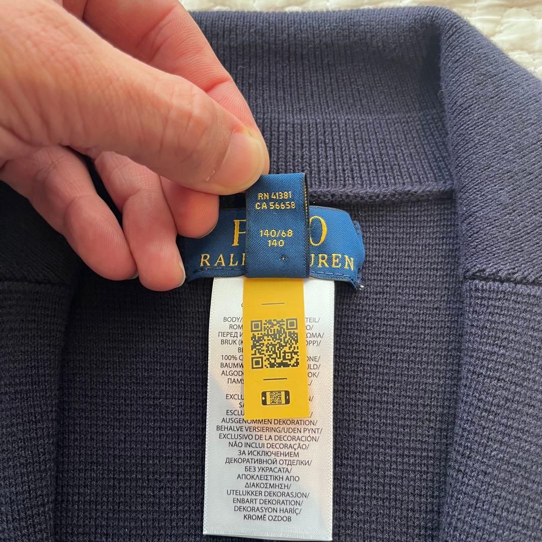 値下げ ポロラルフローレン　ニットジャケット　ネイビー　140センチ　フォーマル