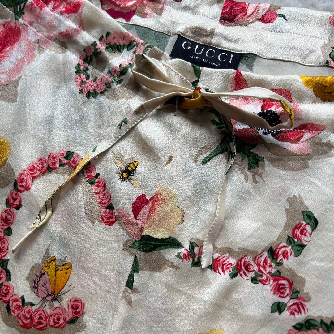 【90s】グッチ ショートパンツ フラワー 総柄 シルク100% トムフォード期