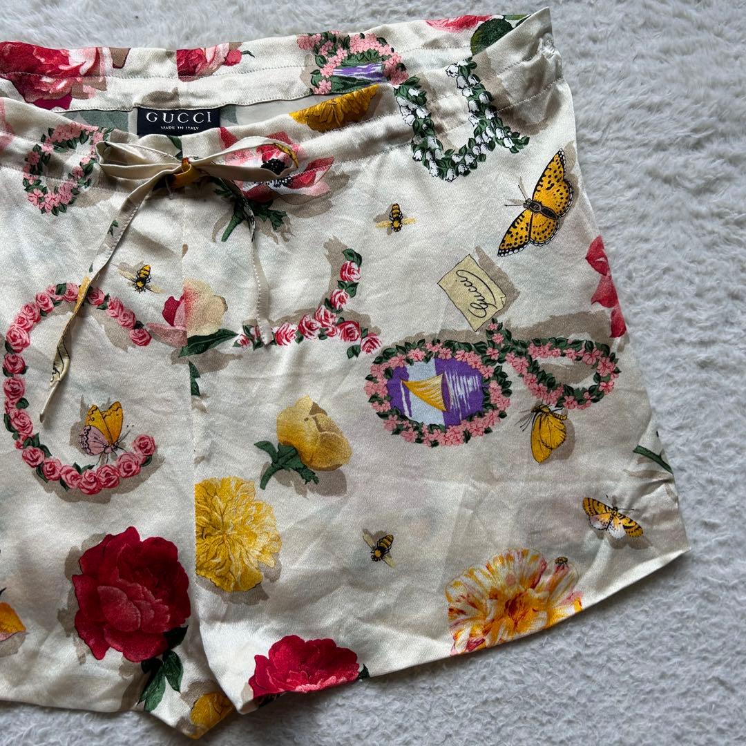 【90s】グッチ ショートパンツ フラワー 総柄 シルク100% トムフォード期
