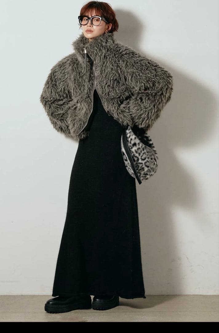 【即日配送】esica ファー　ミックスシープファースタンドブルゾン