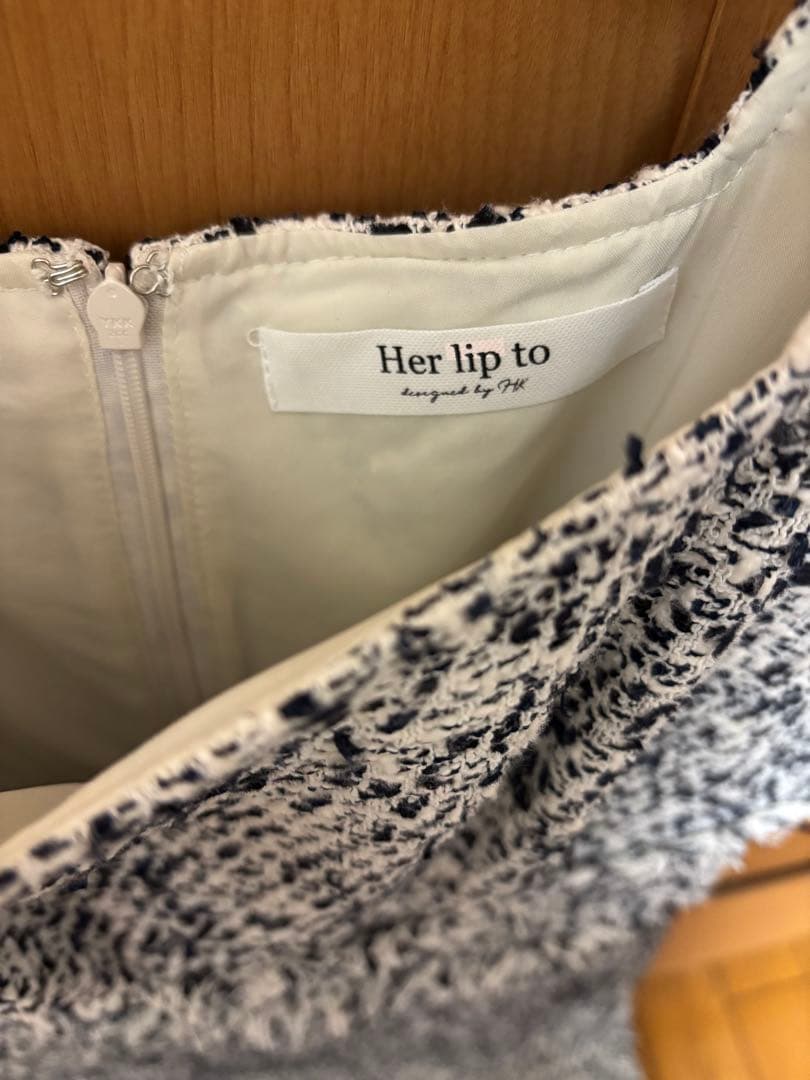 herlipto コットンツイードフリンジワンピース