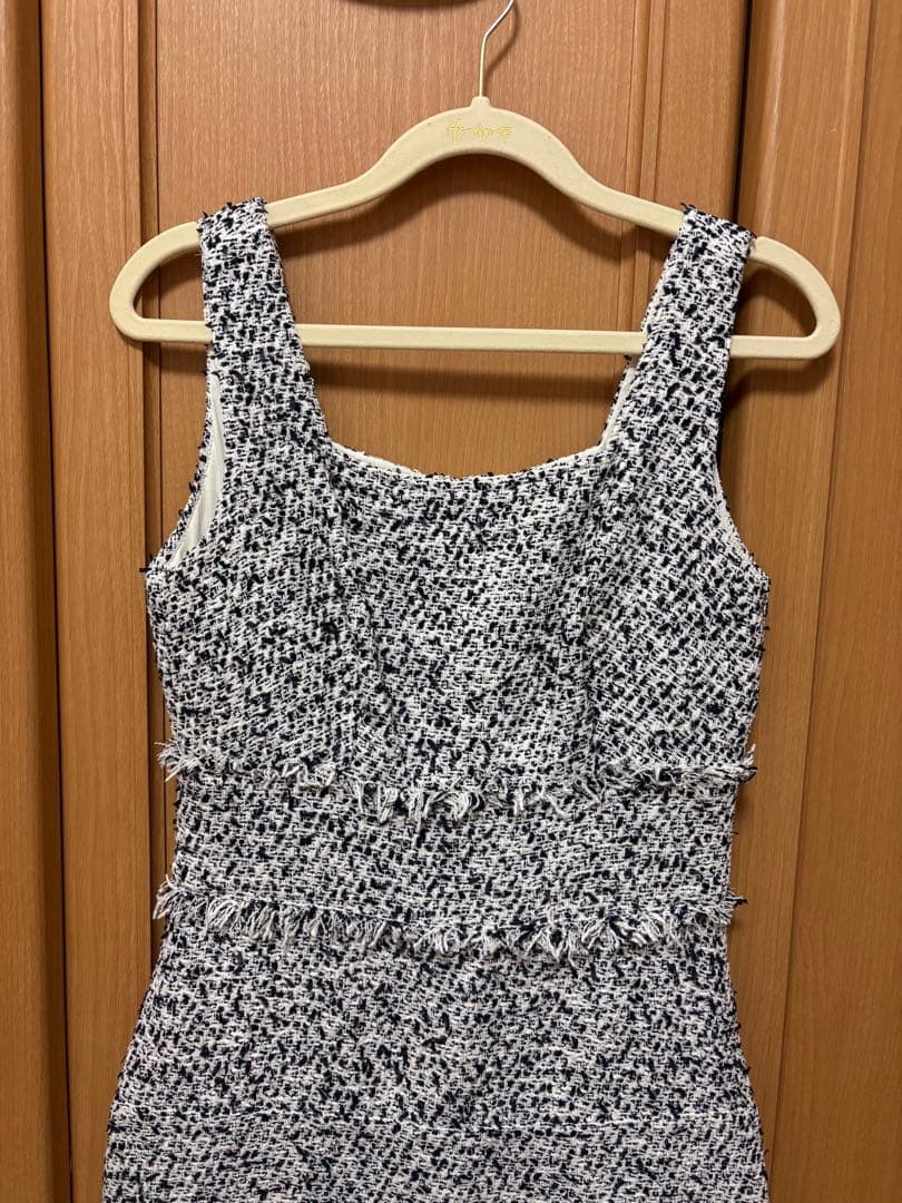 herlipto コットンツイードフリンジワンピース