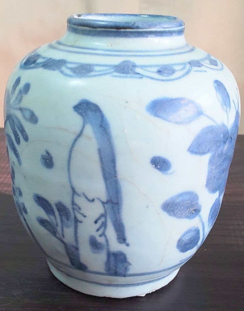 中国美術 明時代 白磁 漳州磁器壺 染付花蝶模様 陶磁器 茶壺