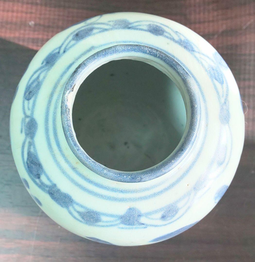 中国美術 明時代 白磁 漳州磁器壺 染付花蝶模様 陶磁器 茶壺
