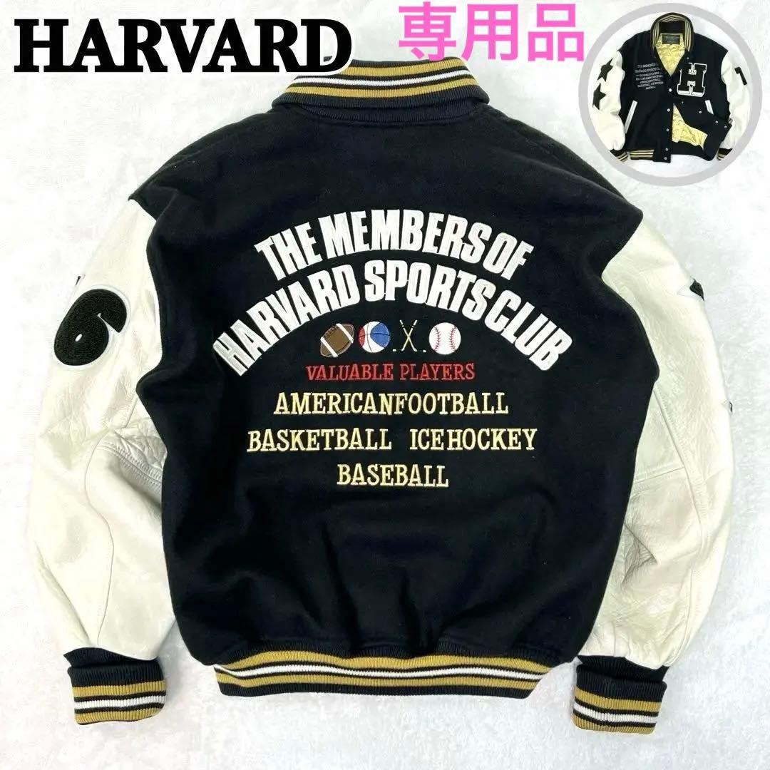 極稀少✨ HARVARD ハーバード　90s　スタジャン　本革スリーブ　ワッペン
