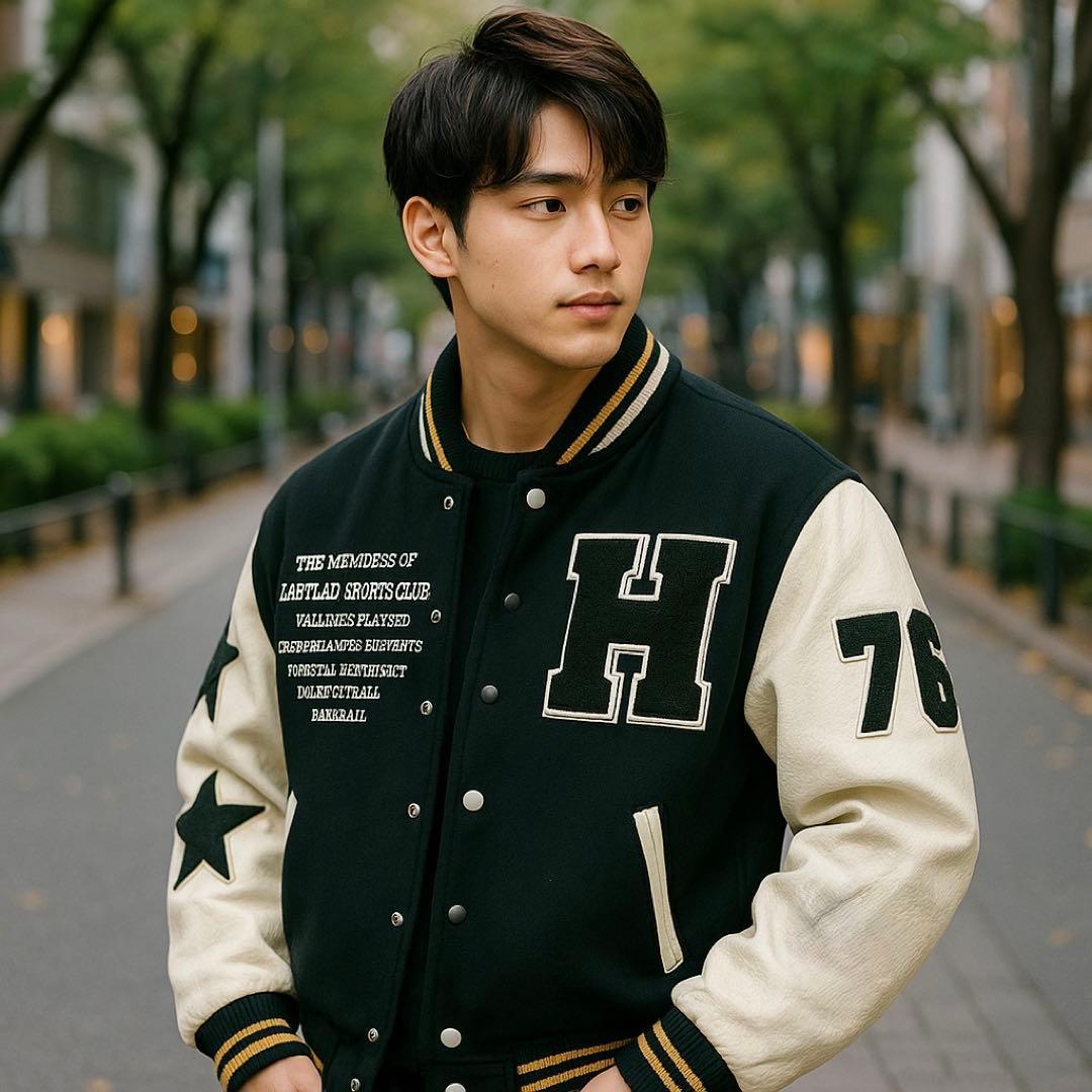 極稀少✨ HARVARD ハーバード　90s　スタジャン　本革スリーブ　ワッペン