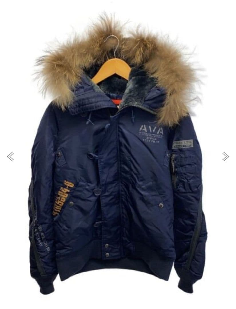 【美品】【Lサイズ】【リアルファー】【N-2B】【ネイビー】【AVIREX】