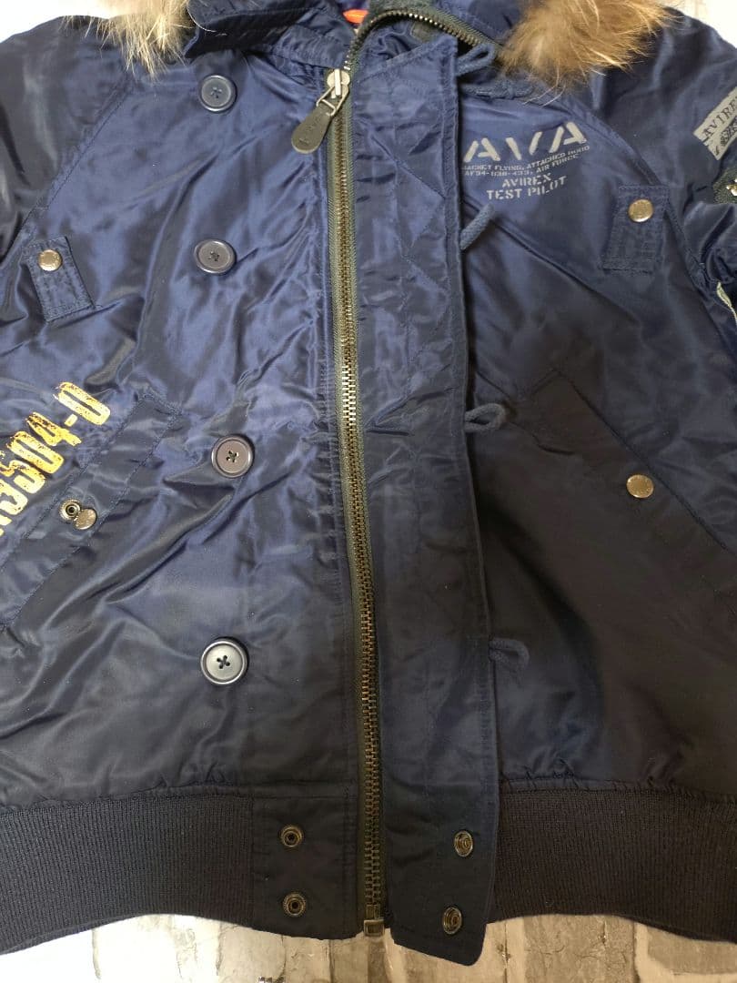 【美品】【Lサイズ】【リアルファー】【N-2B】【ネイビー】【AVIREX】