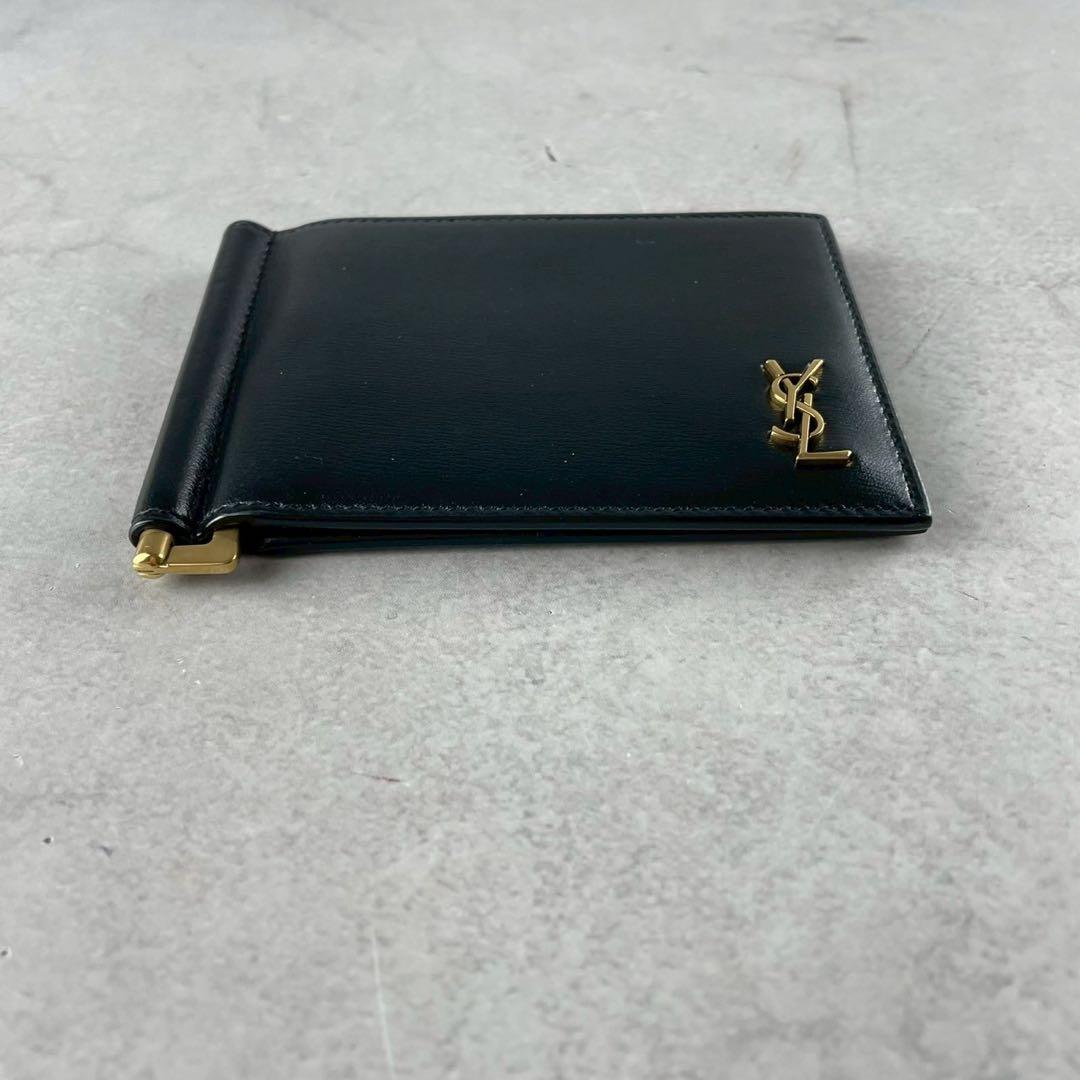 【未使用級】サンローラン マネークリップ YSL レザー ブラック コンパクト
