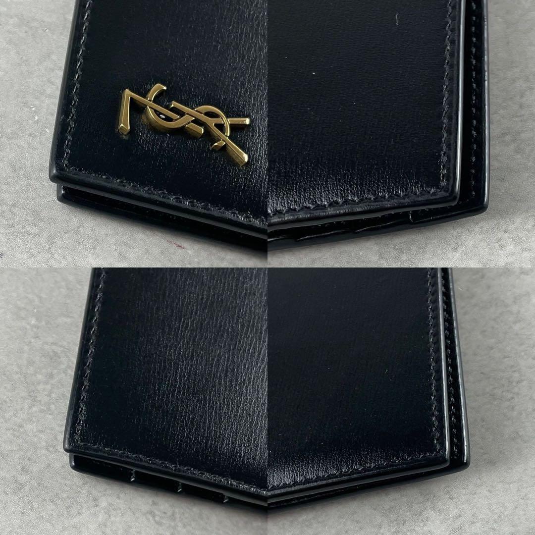 【未使用級】サンローラン マネークリップ YSL レザー ブラック コンパクト
