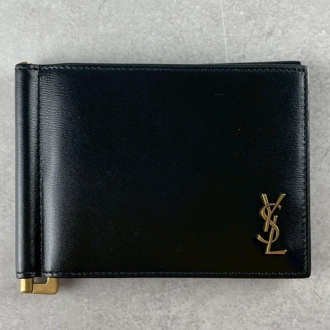【未使用級】サンローラン マネークリップ YSL レザー ブラック コンパクト