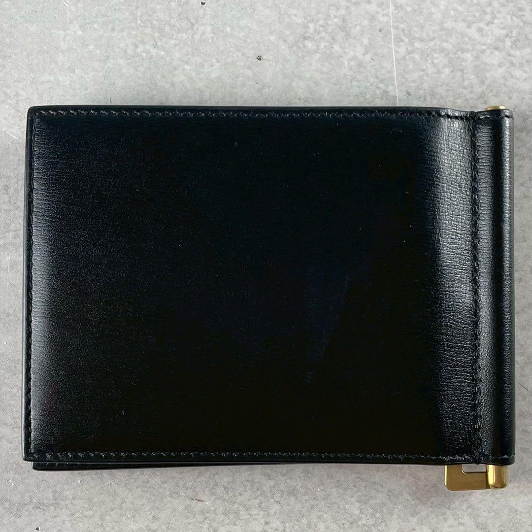 【未使用級】サンローラン マネークリップ YSL レザー ブラック コンパクト