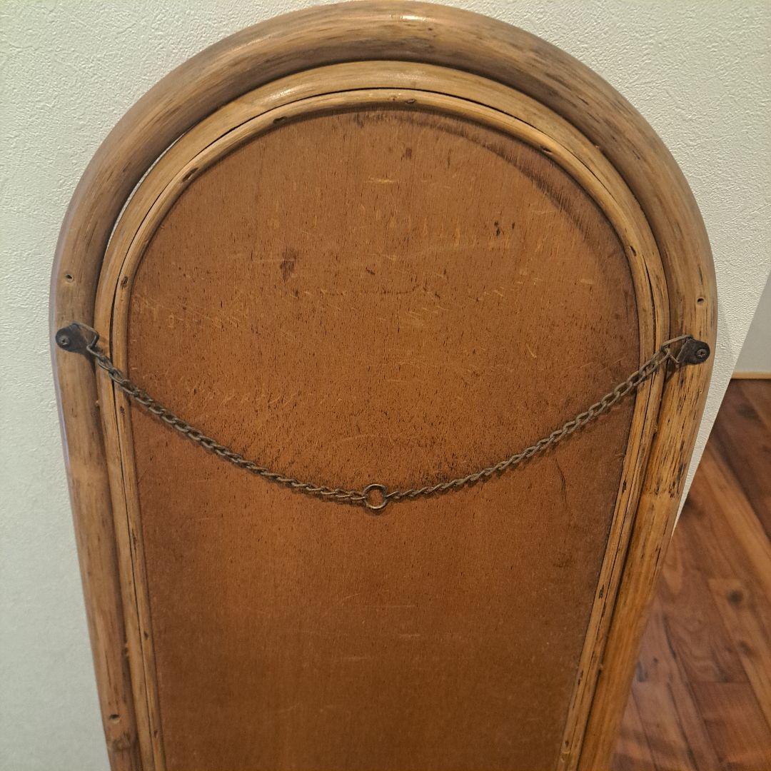 アンティーク　ラタン　オーバル　壁掛けミラー　姿見　ヴィンテージ 99×41