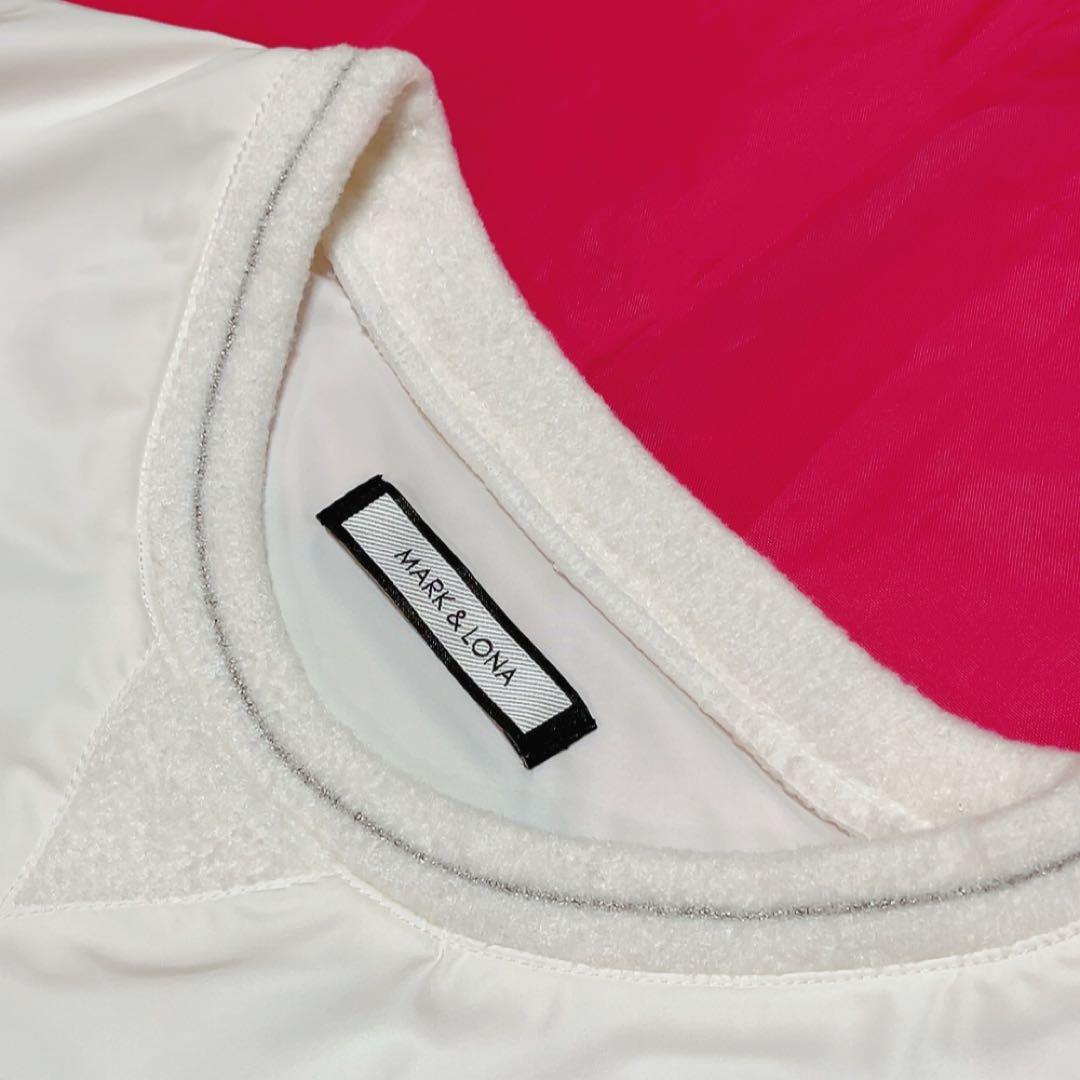 美品　マークアンドロナ 　スニード　ナイロン　スカル　白　ボア　シルバー