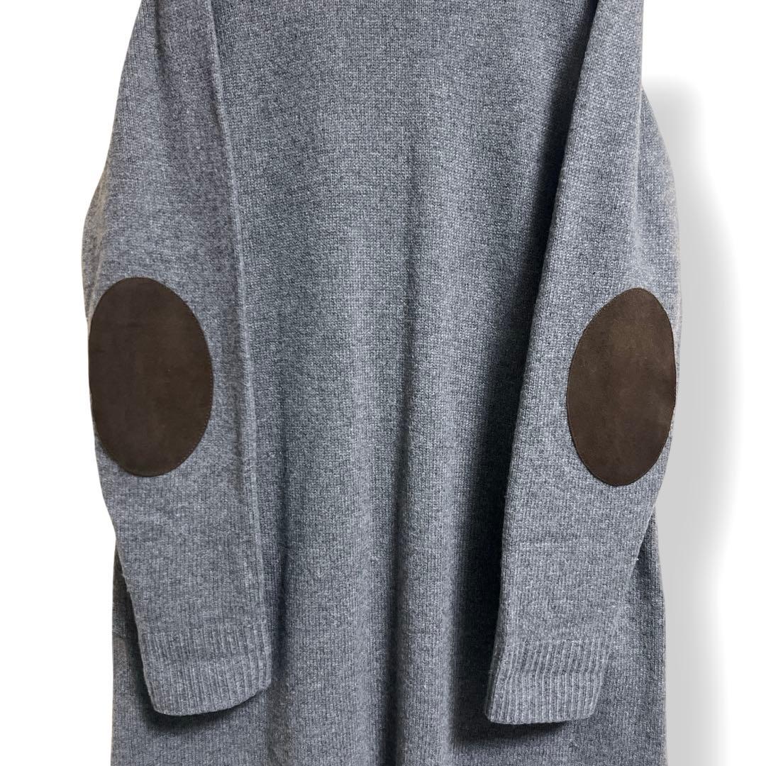 【未使用級】ポロラルフローレン カシミヤウール エルボーパッチ ニットワンピース