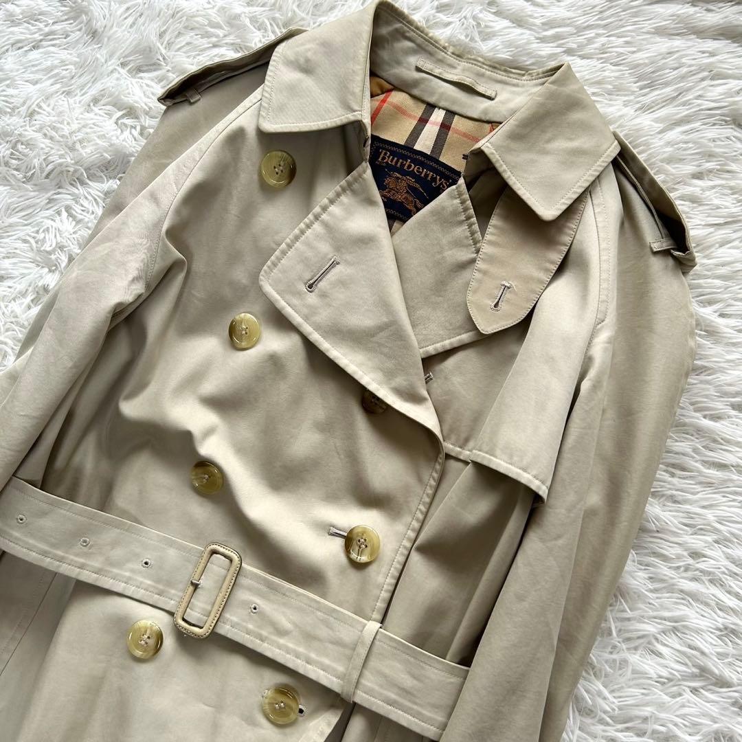 バーバリー　トレンチコート　ロング丈　ノバチェック ベルト付き　ベージュ　M