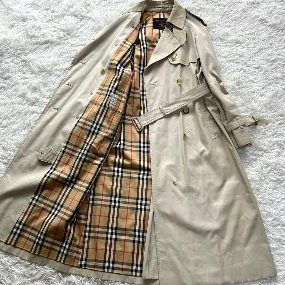 バーバリー　トレンチコート　ロング丈　ノバチェック ベルト付き　ベージュ　M