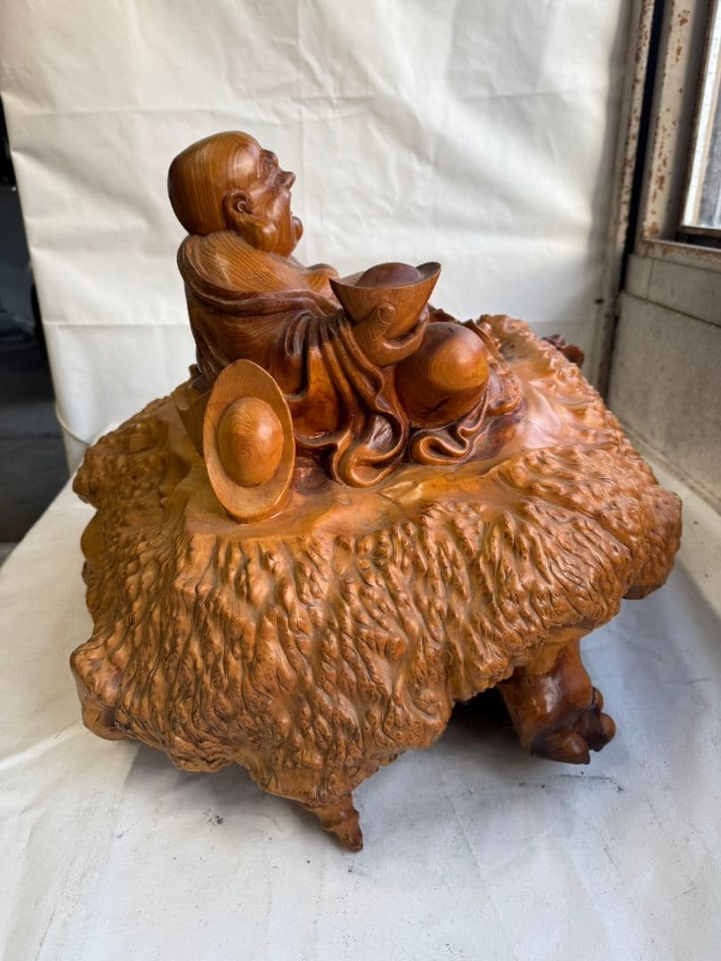 薔薇　　木製　オブジェ　インテリア　七福神　縁起物