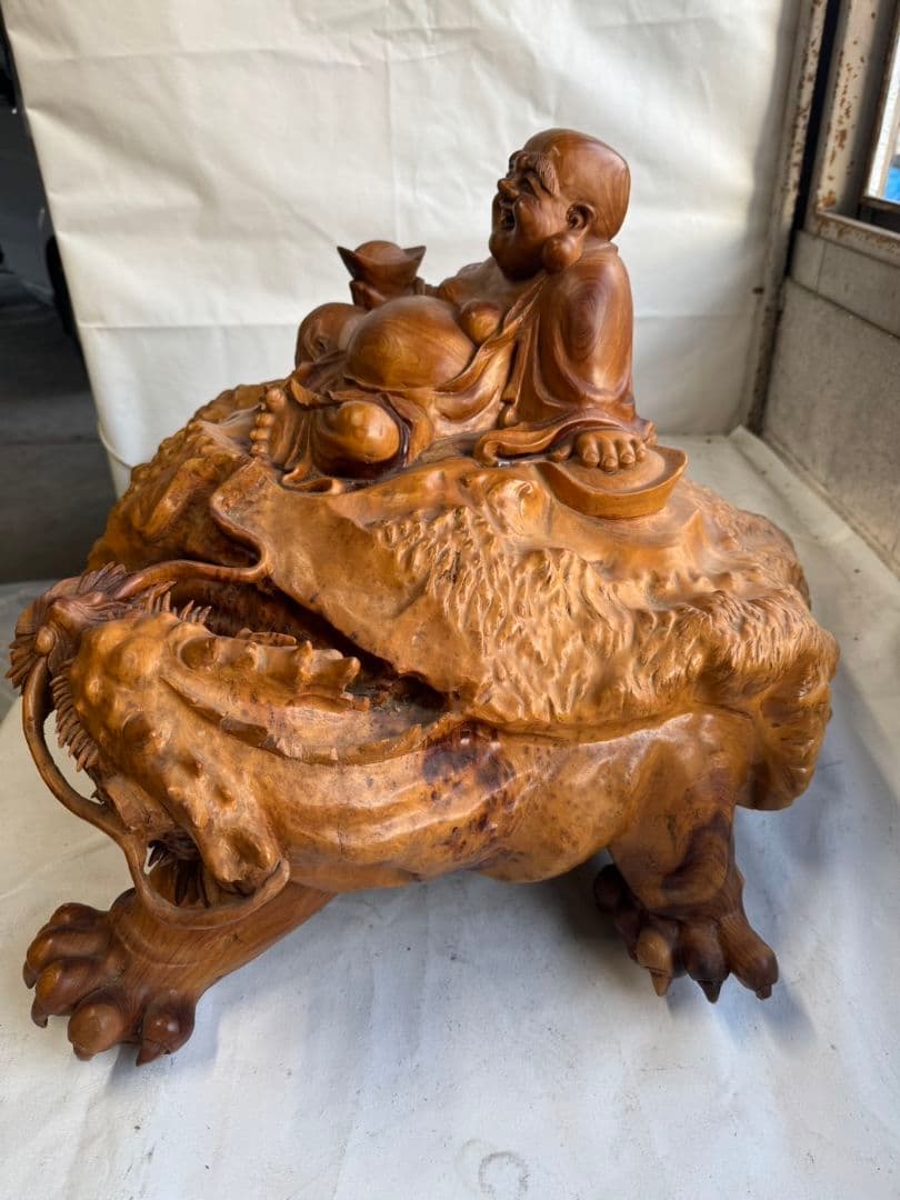 薔薇　　木製　オブジェ　インテリア　七福神　縁起物