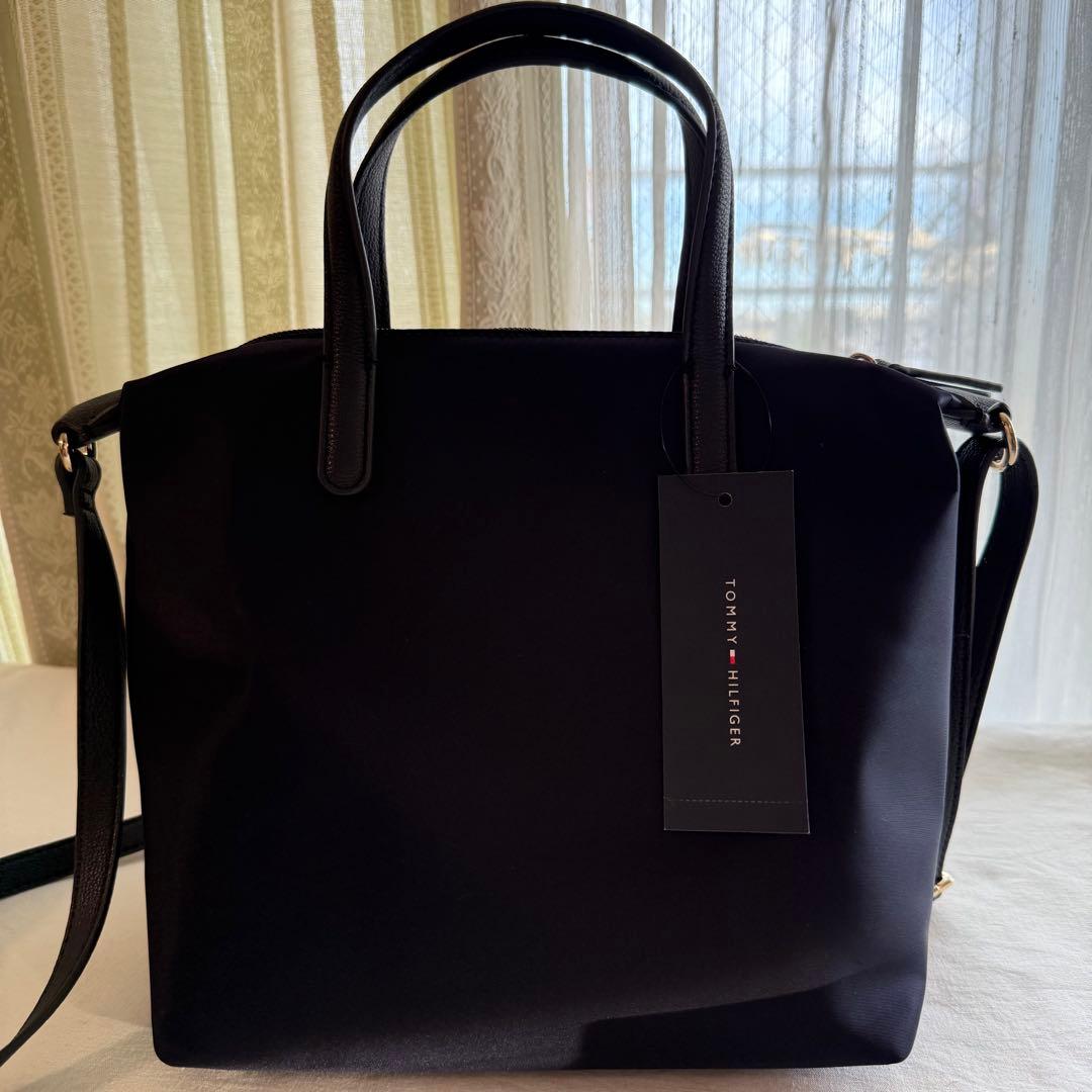 【新品】トミーヒルフィガー　ネイビー　トリコロール　2WAYトートバッグ