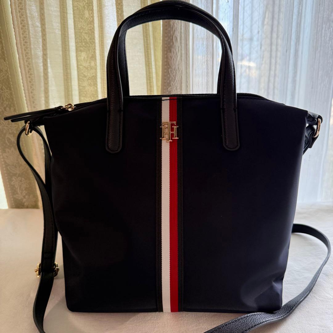 【新品】トミーヒルフィガー　ネイビー　トリコロール　2WAYトートバッグ