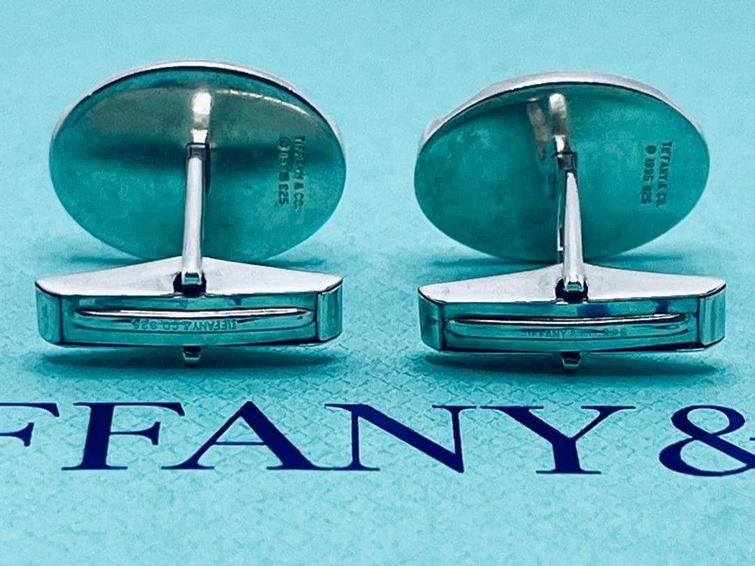 c893 ティファニー　グルーブド　ライン　オーバル　カフス　カフリンクス925