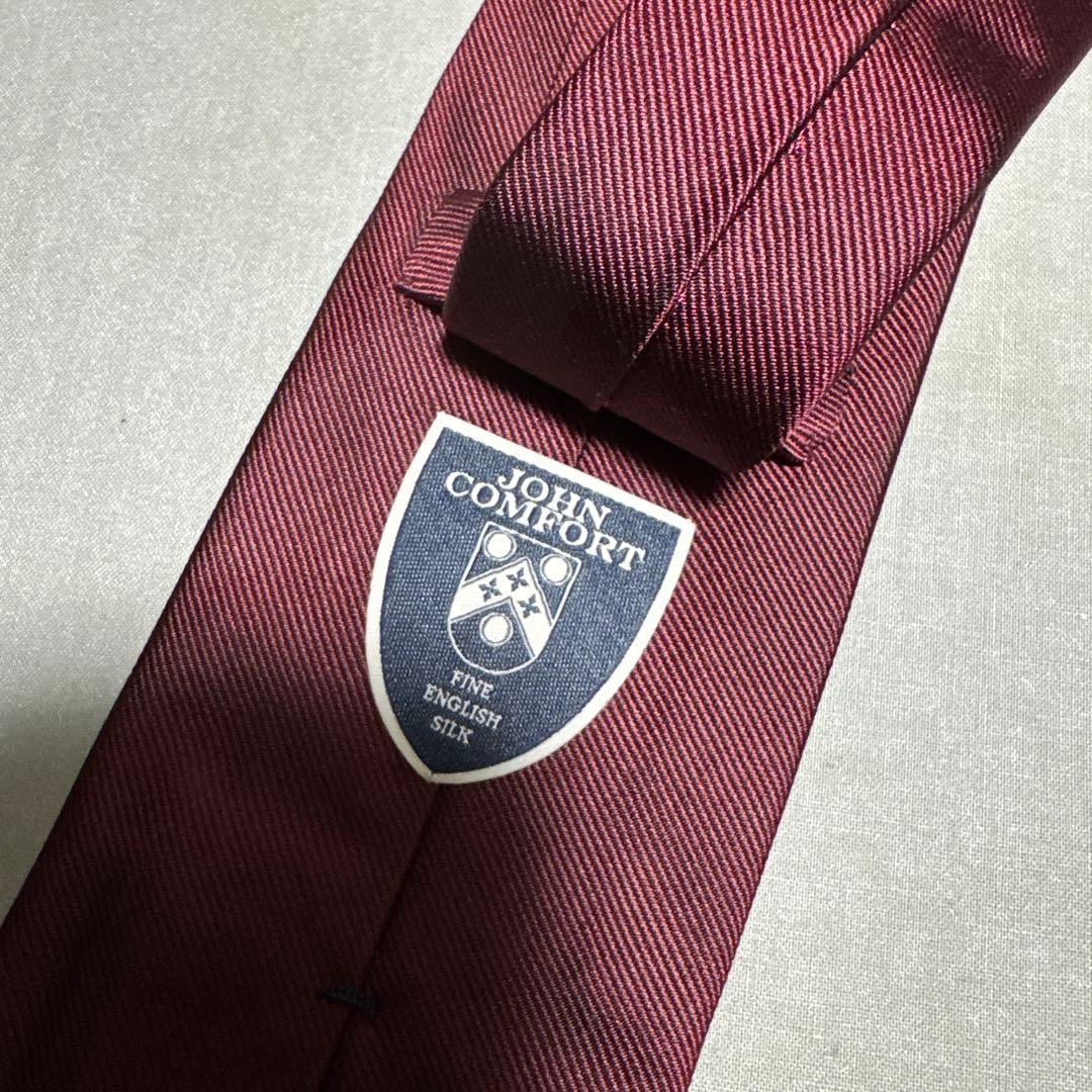 ジョンコンフォート レップソリッドタイ（ワインレッド無地）