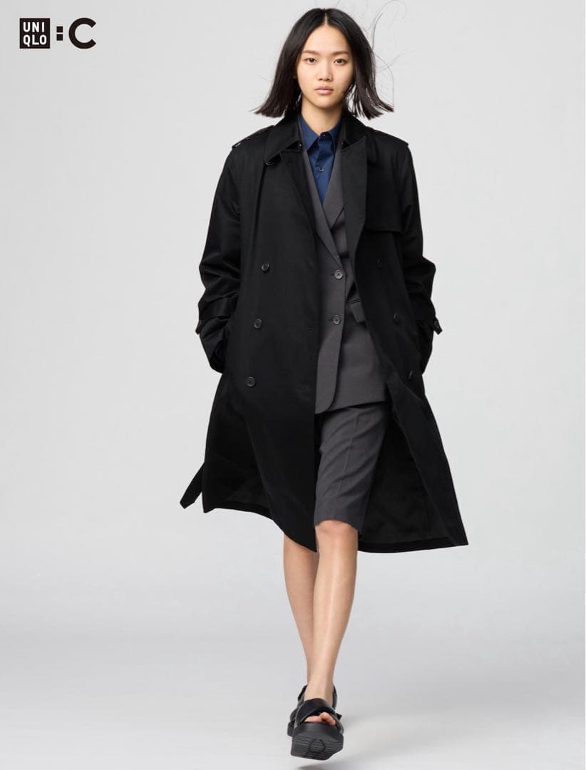 ユニクロ　トレンチコート　ブラック　サイズＬ