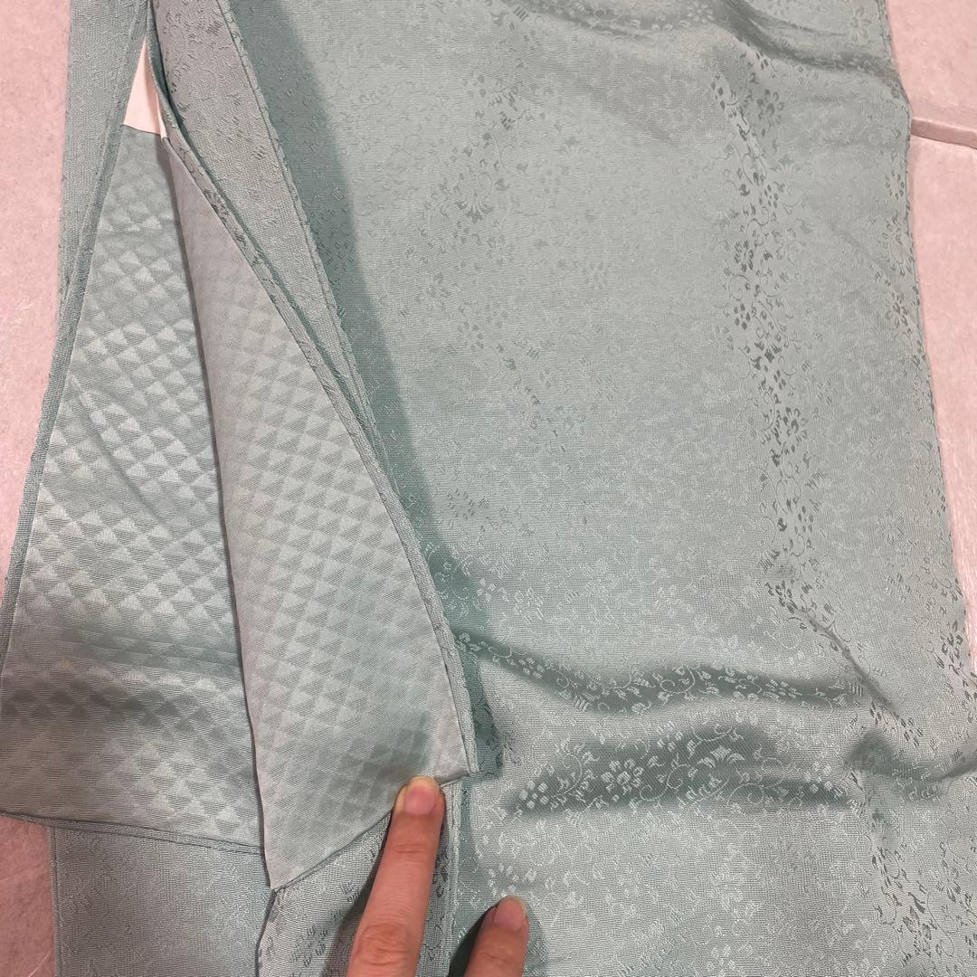 袷　色無地　桜の花びら　一つ紋　身丈171