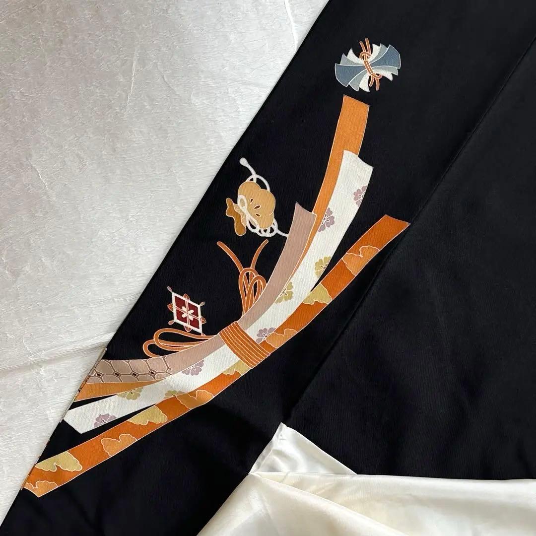 【高島屋誂え】手描き束ね熨斗に宝尽 黒留袖、袋帯、他4点セット★作家物★通紋