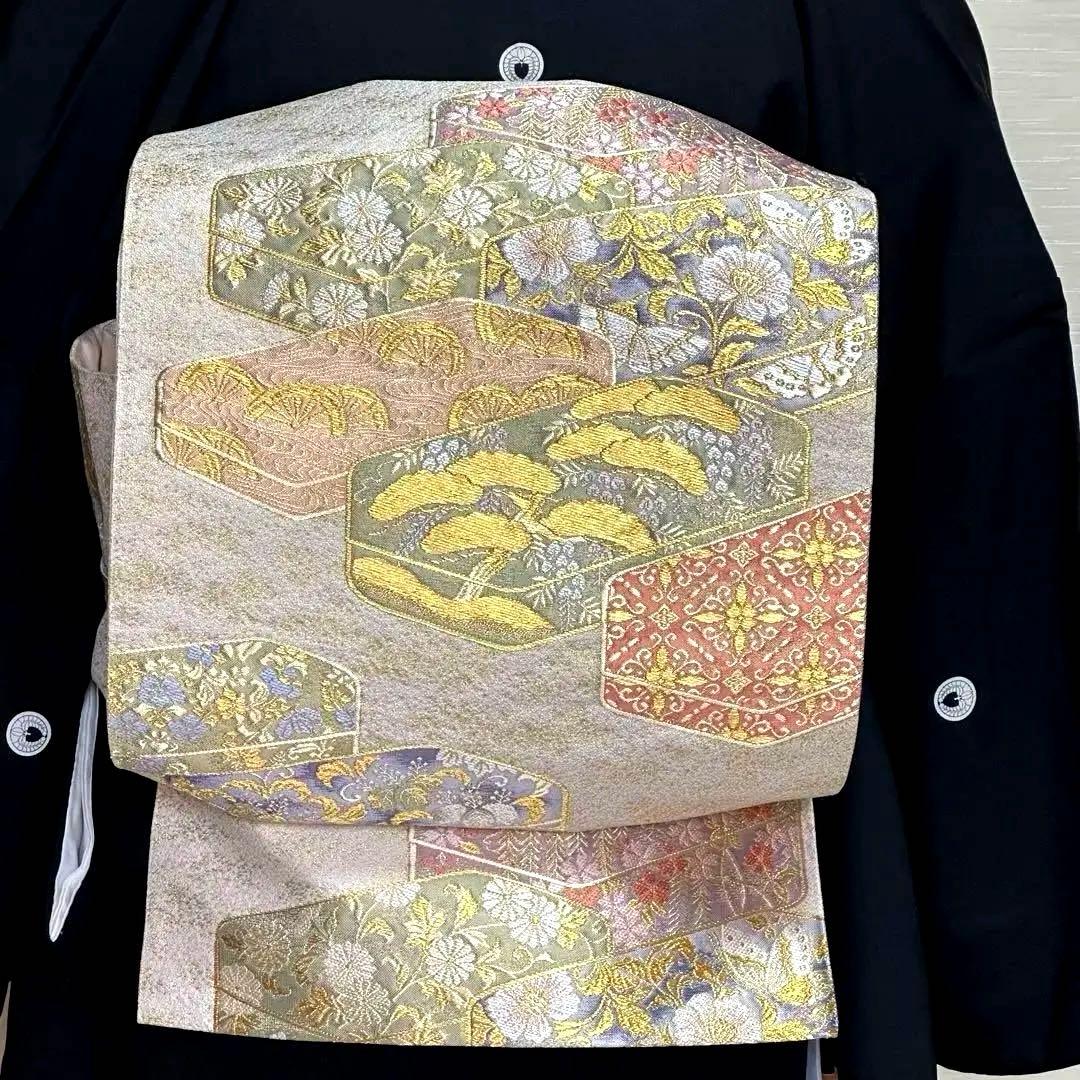 【高島屋誂え】手描き束ね熨斗に宝尽 黒留袖、袋帯、他4点セット★作家物★通紋