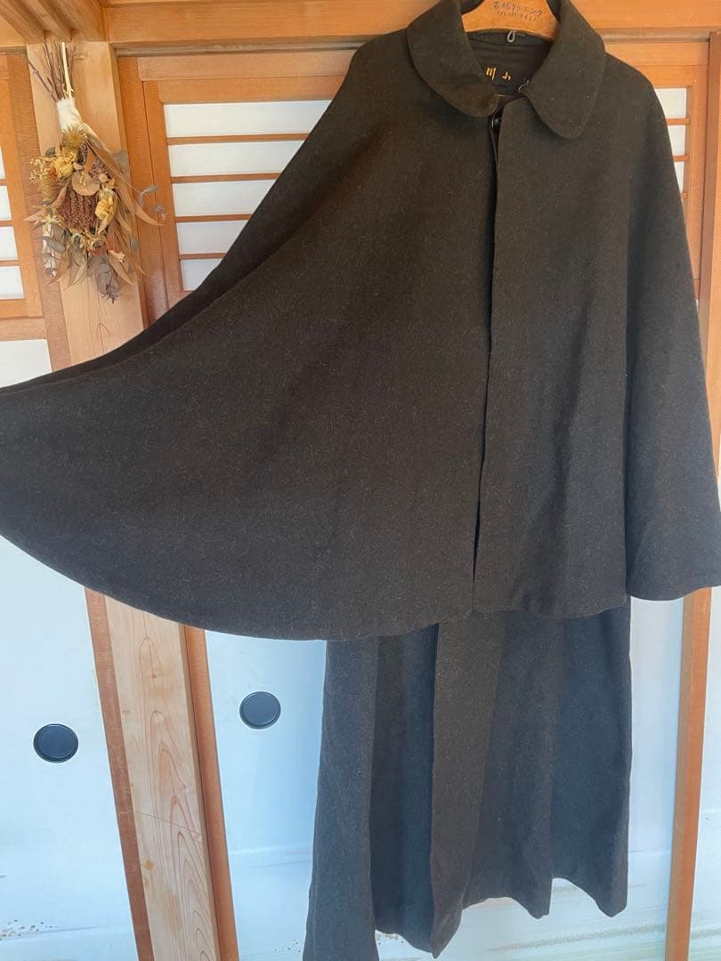 ま*や様 ウール インバネスコート 黒