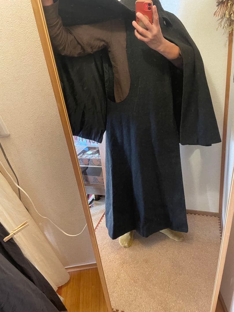 ま*や様 ウール インバネスコート 黒