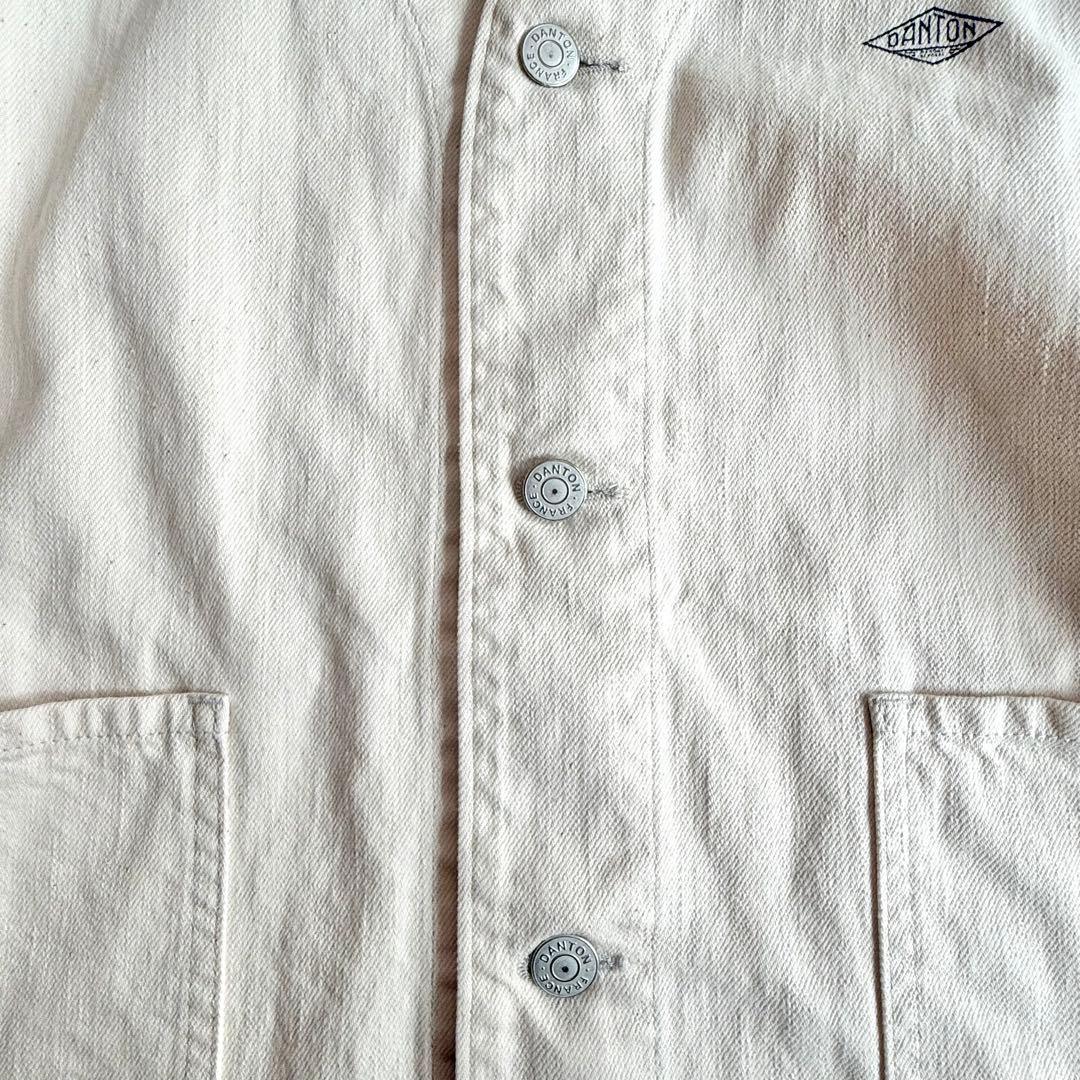 美品✨DANTON コットンツイル ノーカラージャケット 生成り 日本製